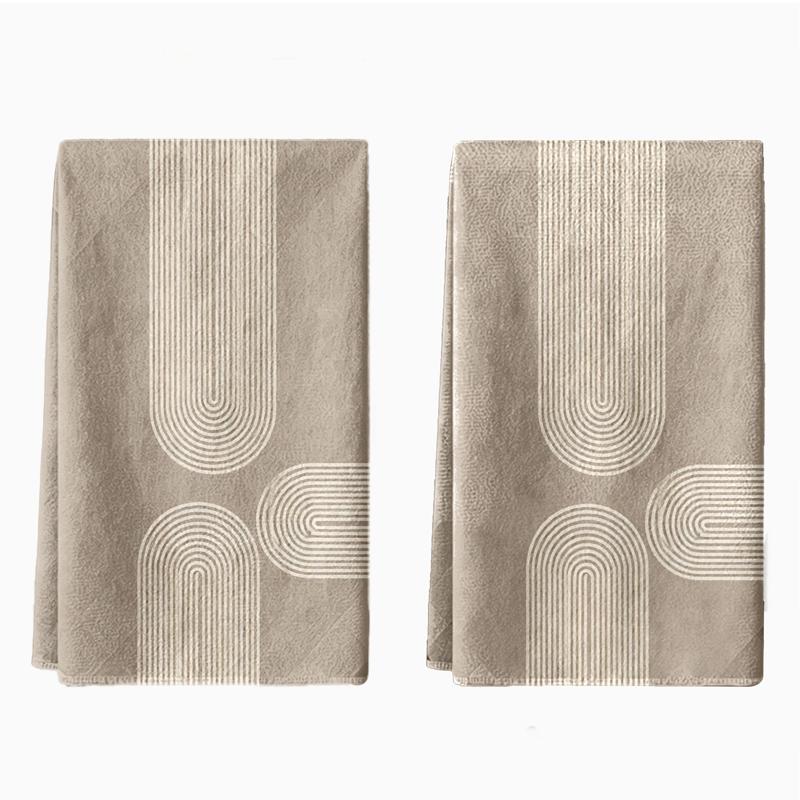TEMU 2pcs Torchons de cuisine beige géométriques , chiffons de nettoyage de style Halloween, torchons de nettoyage, essuie-menus et torchons à thé,