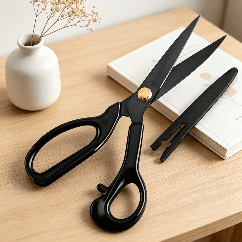 TEMU 10-inch Heavy Duty Stainless Steel Fabric Scissors - Sharp Serrated Edge, Ergonomic Non-slip Handle - For Sewing, Clothing, Office And Crafts
