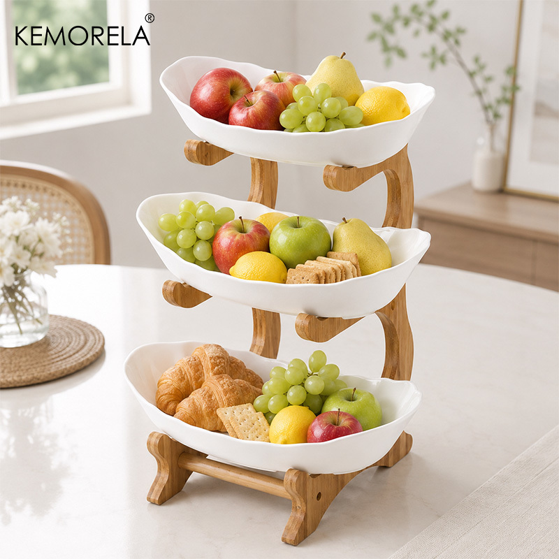 TEMU KEMORELA Nieuw Geüpgraded Extra Groot 2/3-Lags Fruitschaal – Fruitrek, Fruittafel – Dessertschotel met Grotere Opbergcapaciteit voor Cupcakes,