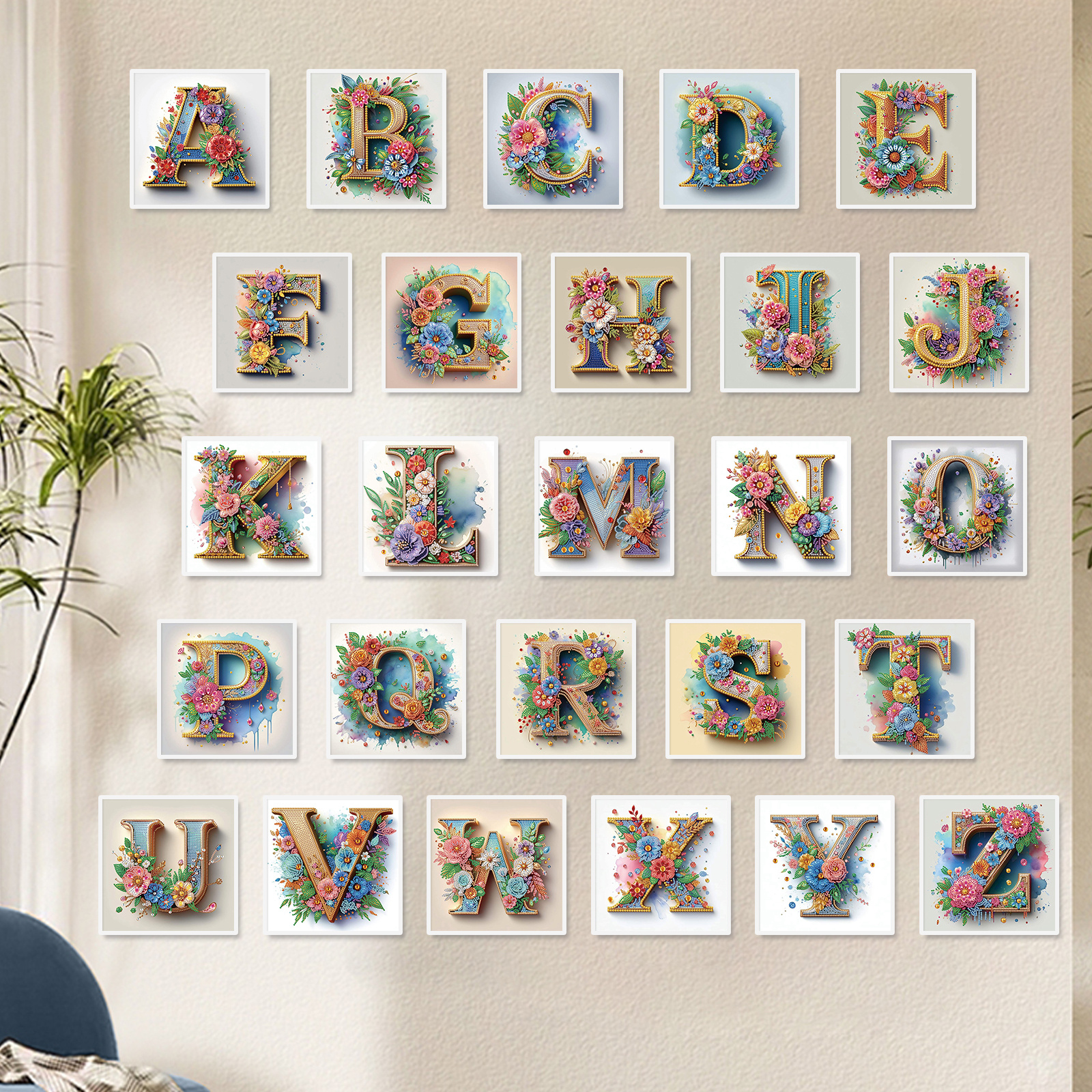 

1pc Alphabet Kit A-z, 5d Diy Special Shaped Diamond Art, Irregular Diamonds On Canvas, For Home Wall Decor, Beginner Friendly