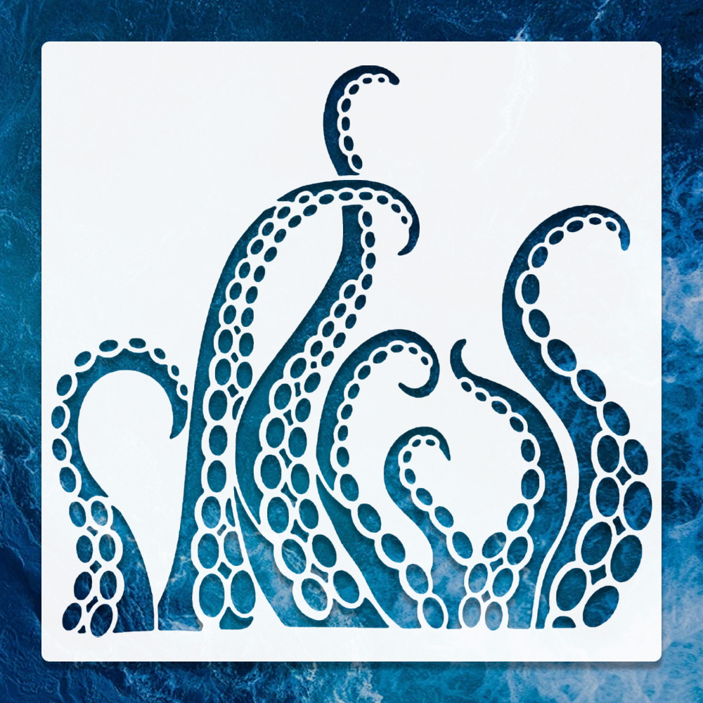 Image of Tentacle Stencil 11.81x11.81 Inches Stencil For Applicable To Paint Decoupage Large Wall Home Decor Furniture Stencil & & Floors & Craft Art Stencil & Canvas & Photo & Frame & Pillow Reusable Stencil
