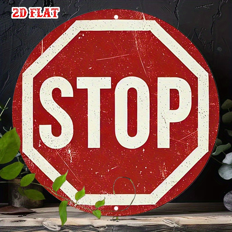 TEMU 2d Flat, 1pc Warning 7.87x7.87 Circular Sign, Round Sign, City Metal - Parking Sign Vintage Metal Wall Art, Metal Decor, Home, Garage,