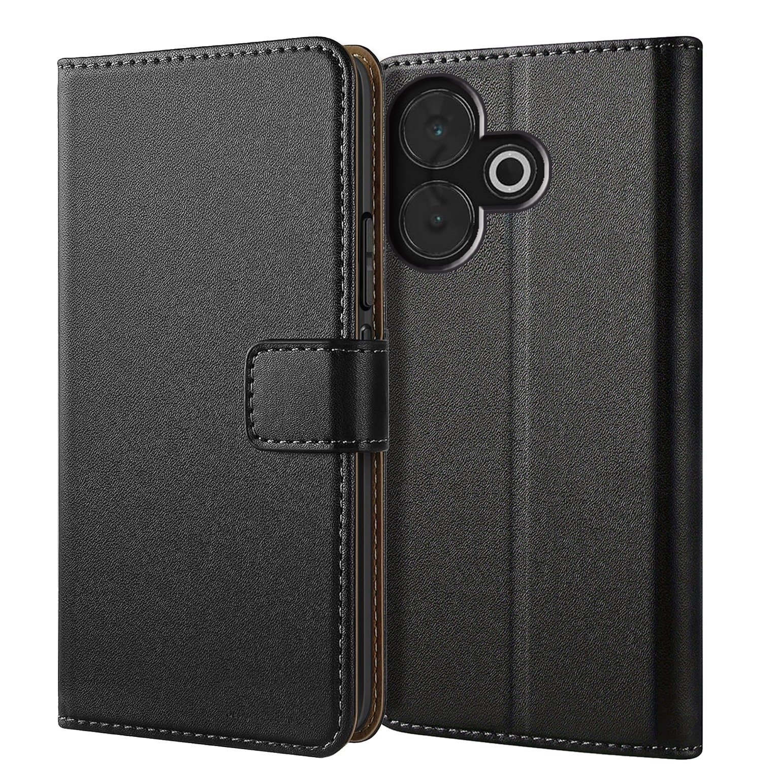 TEMU Phone Case: Case For Xiaomi Redmi 13 Wallet Case With Kickstand Black Faux Leather Card Slot Flip Protective Phone Case Cover