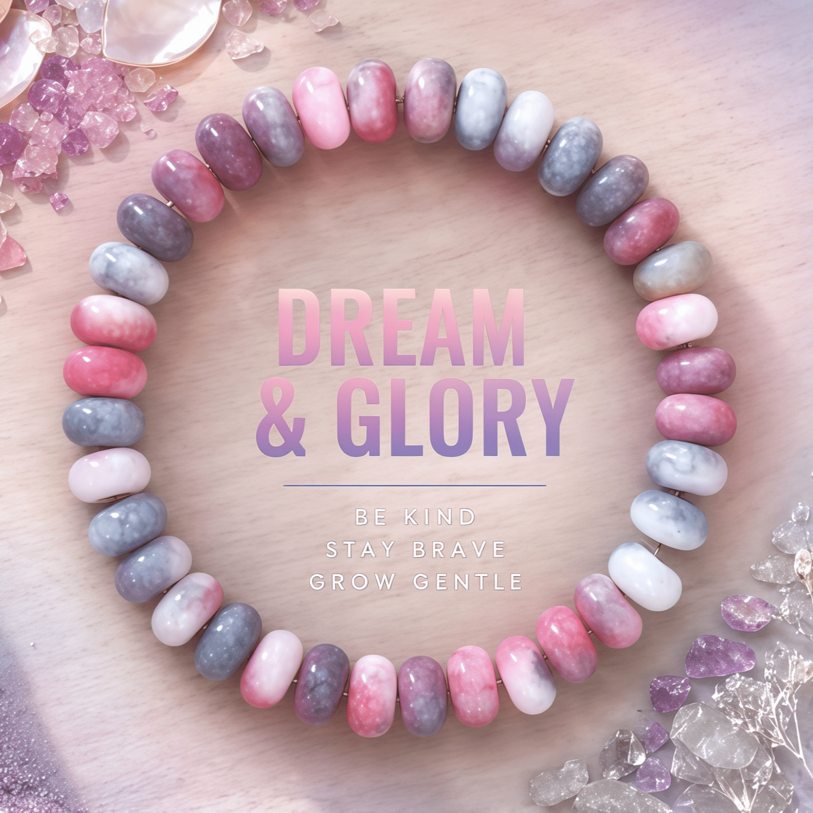TEMU Pink And Gray Crystal Abacus Bead Bracelet. Mung Bean Red Elastic Bracelet Exudes An Intellectual And Elegant Charm, Embodying A Gentle Yet ,