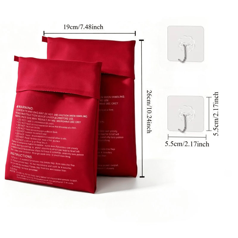Image of 4pcs (2pcs Potato Bags And 2pcs Hooks) Potato Cooking Bags, Microwave Baking Tools For Baking Potatoes, Reusable Cooking Bags For Potatoes, Corn And More - Design, Use - Oven Compatible, Battery-free