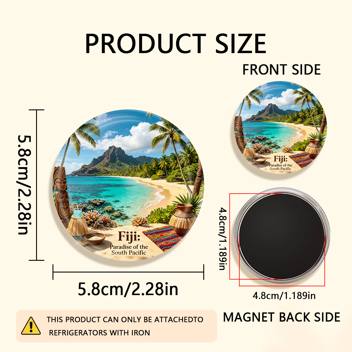 TEMU 1pc 2d Flat : Paradise Durable Round Fridge Magnet, Suitable For To Refrigerators, Whiteboards, Crafts, Photos, Stickers, Postcards, Tools,
