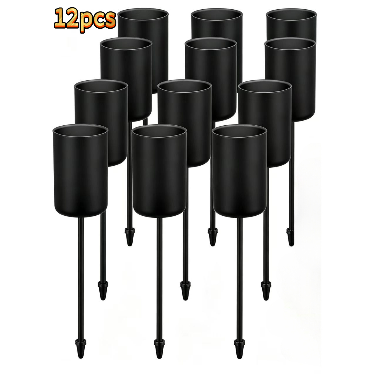 TEMU 12pcs Black Metal Cone Candlesticks, Suitable For Holding Baptismal Candles, Candlesticks, For Advent Wreaths, Communion Candles, Or As Spiked
