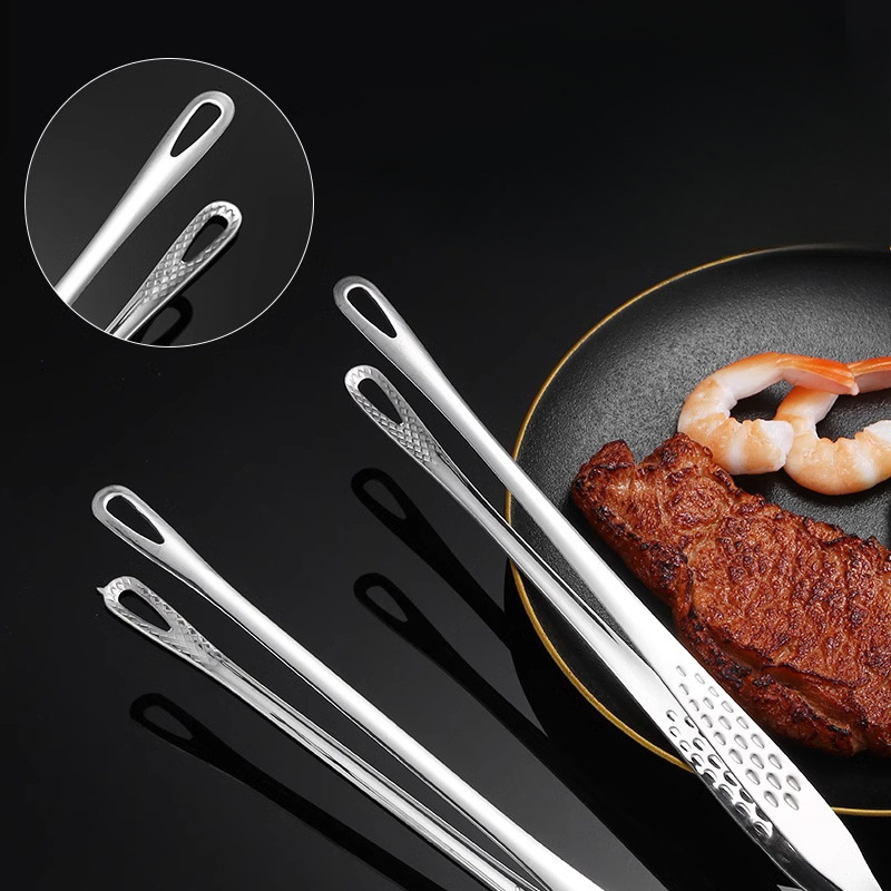 1pc stainless steel bbq tongs with extended long handle multifunctional kitchen grilling tongs for frying     steaks vegetables durable     versatile cooking tool   durable construction tongs for cooking details 3