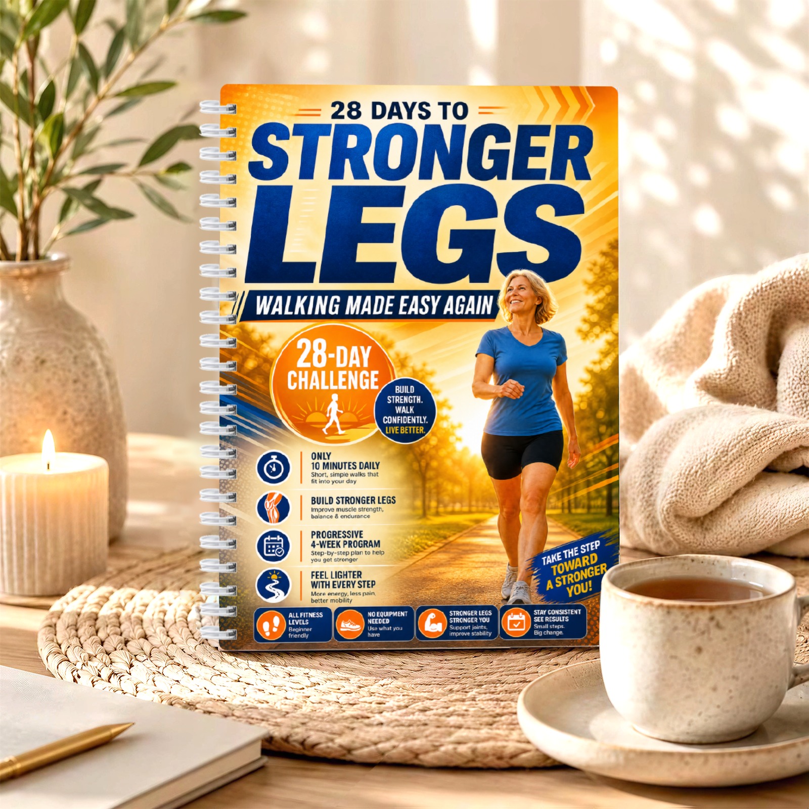 TEMU Stop Feeling Weak And Tired After 1pc 28- Legs Workout Planner Low Effort Daily 10 Minutes Home Exercise Routine Walking Training Guidebook