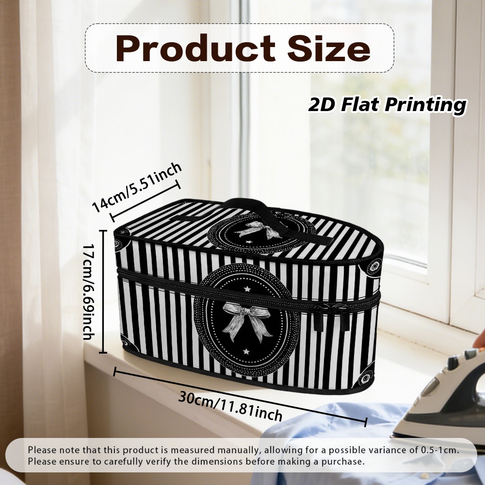 TEMU 2d Flat 1pc Black White Striped Ironing Bag, Foldable And Large Capacity, Convenient For Travel. Equipped With Zipper And Top Handle, Offering