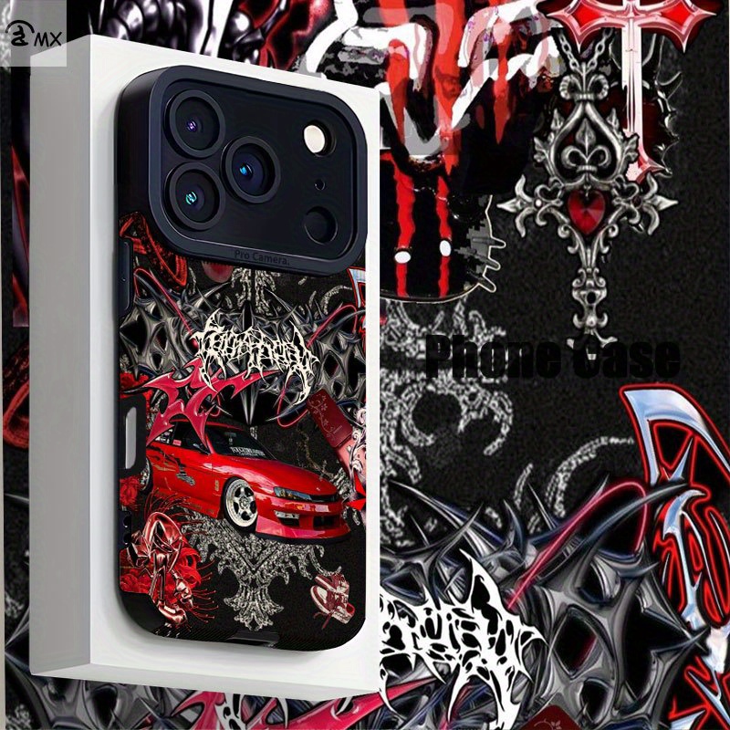 TEMU Phone Case: Red Anime Style Textured Layered Design Pattern Case For Iphone 17, 17 Air, 17 Pro, 17 Pro Max, 16, 16 Plus, 16 Pro, 16 Pro Max, 15,