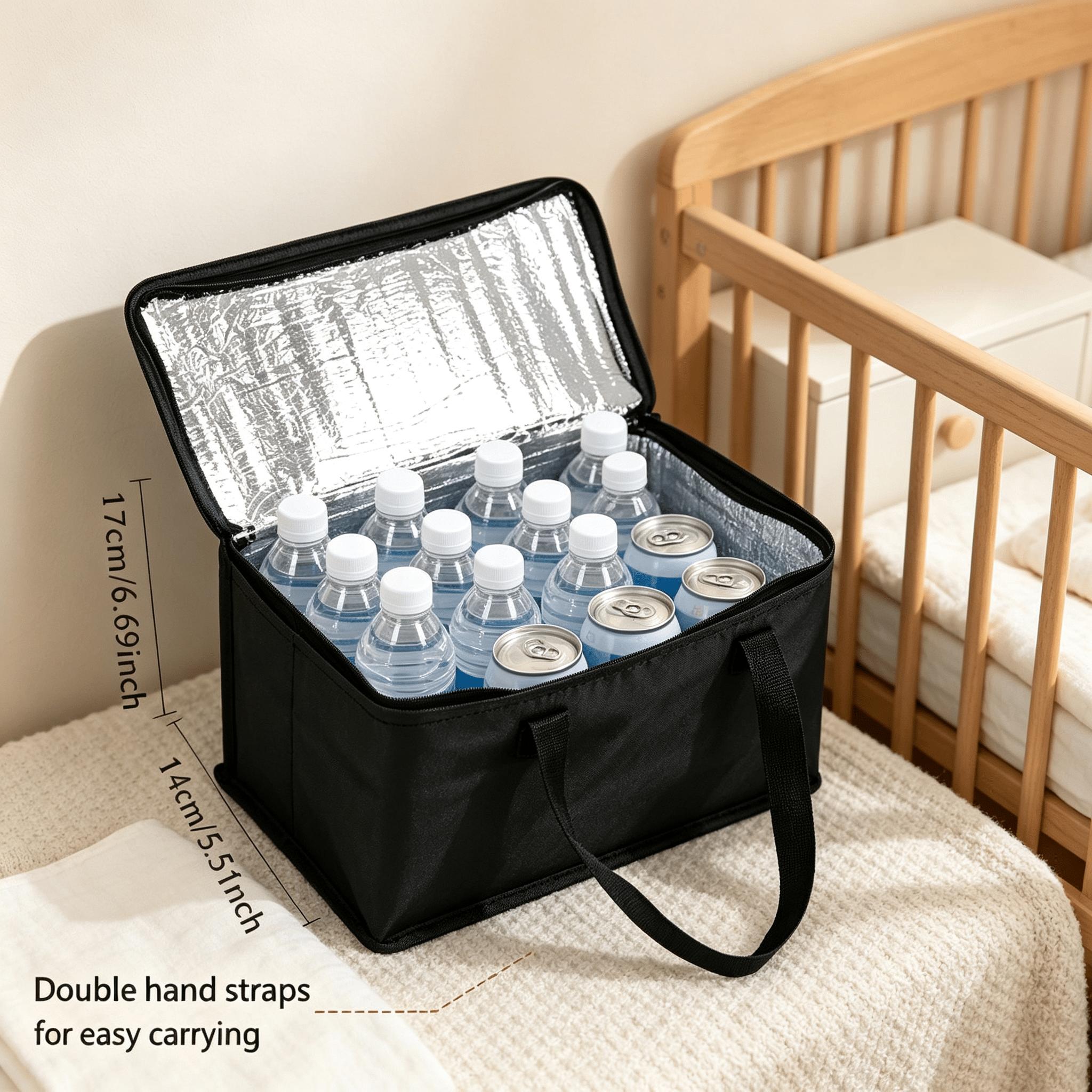 TEMU Small Black Insulated Lunch Bag, Lunch Tote, Suitable For Drinks And Lunch – Portable Design Keeps Food And Drinks Fresh And Chilled All Day,