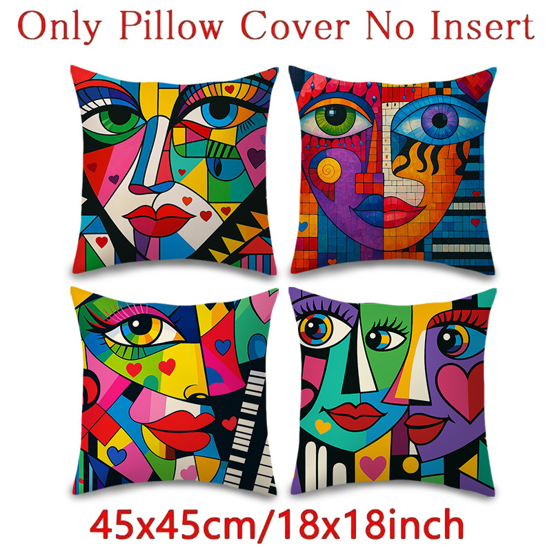 TEMU 4 pièces Housse de Coussin Imprimée Printemps Été Fermeture Éclair Bureau - Flanelle Confort Coussin Thermique Intérieur Canapé Femme Cadeaux