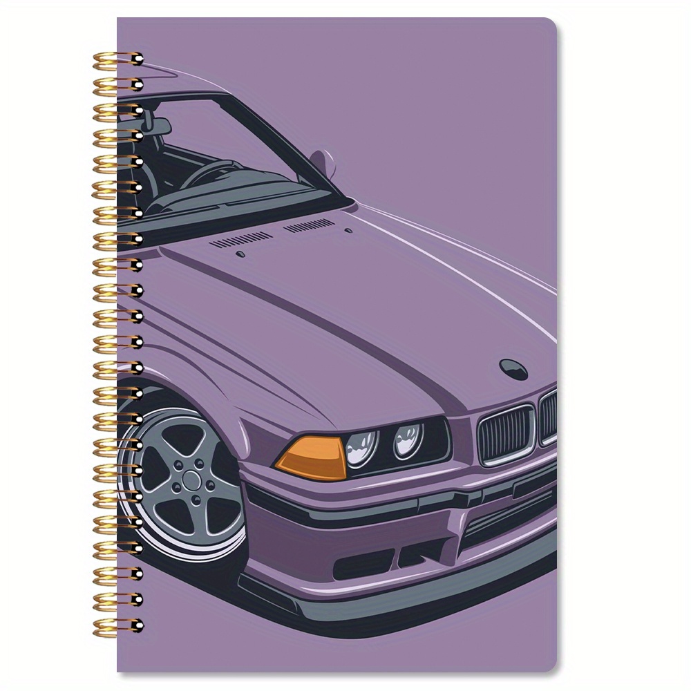 Image of Fashionable Retro Car Cover Design - Spiral Notebook, 50 Pages, 5.5 X 8.3 Inches, Paper Cover, Suitable For Diaries, Office Supplies, Study Supplies, Perfect Birthday Or Holiday Gifts