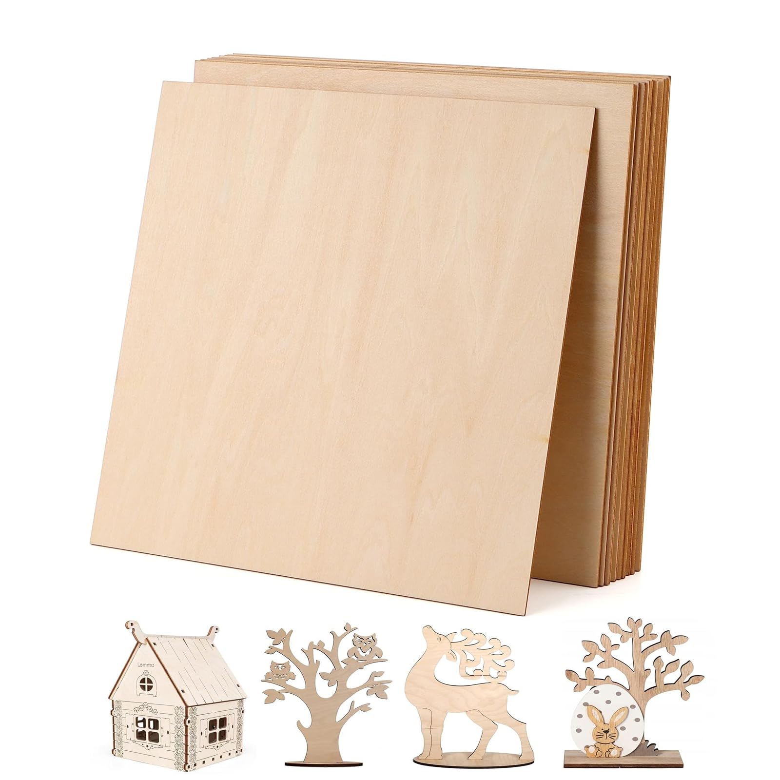 TEMU Goodslinesshop 30 feuilles de contreplaqué 300 x 3 mm, bois de épaissi, bois à bricoler, contreplaqué, panneau de bois pour laser, bricolage,