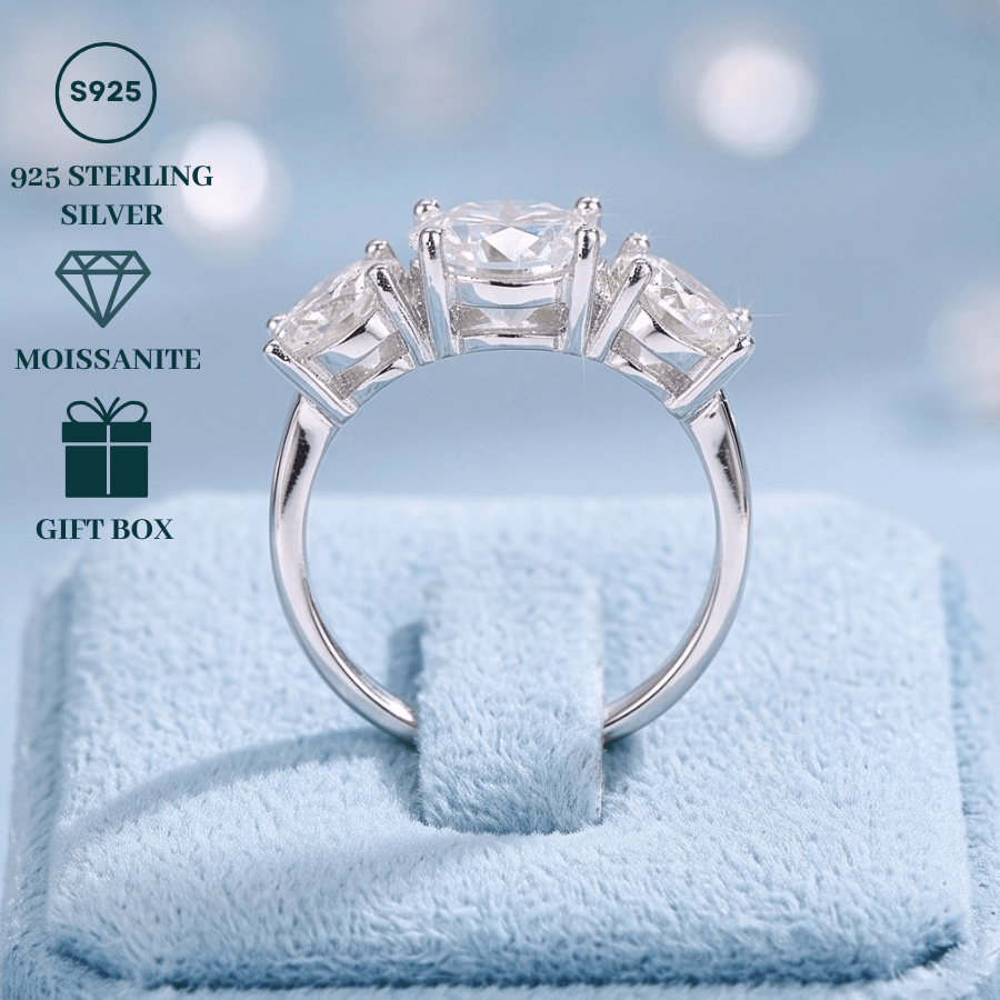 Stylish 2/4 Carat White Moissanite Ring, 925 Silver