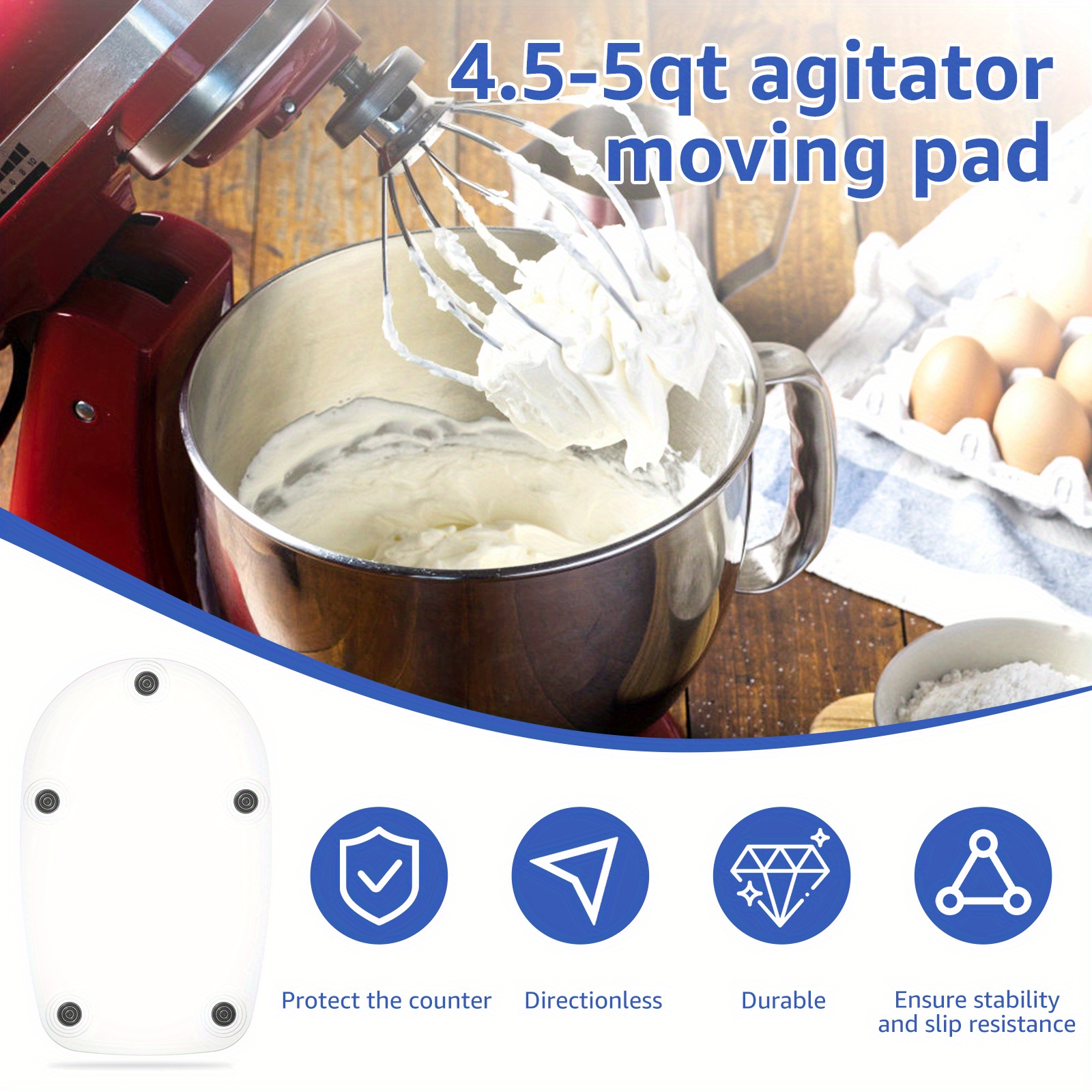   acrylic mixer slider mat for 4 5 qt tilt head stand mixers flexible non slip kitchen appliance pad protects countertops enhances mobility details 0