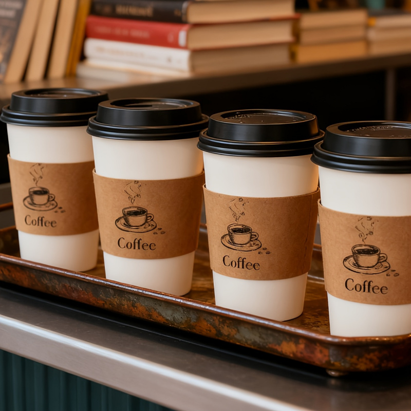 Customized Cowhide Paper Coffee Cup Sets