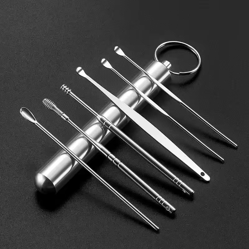 TEMU A New Set Of 6 Ear Cleaning Tools, Featuring Ear Spoons And Portable Instruments For Removing Earwax, Designed For Adults And Conveniently