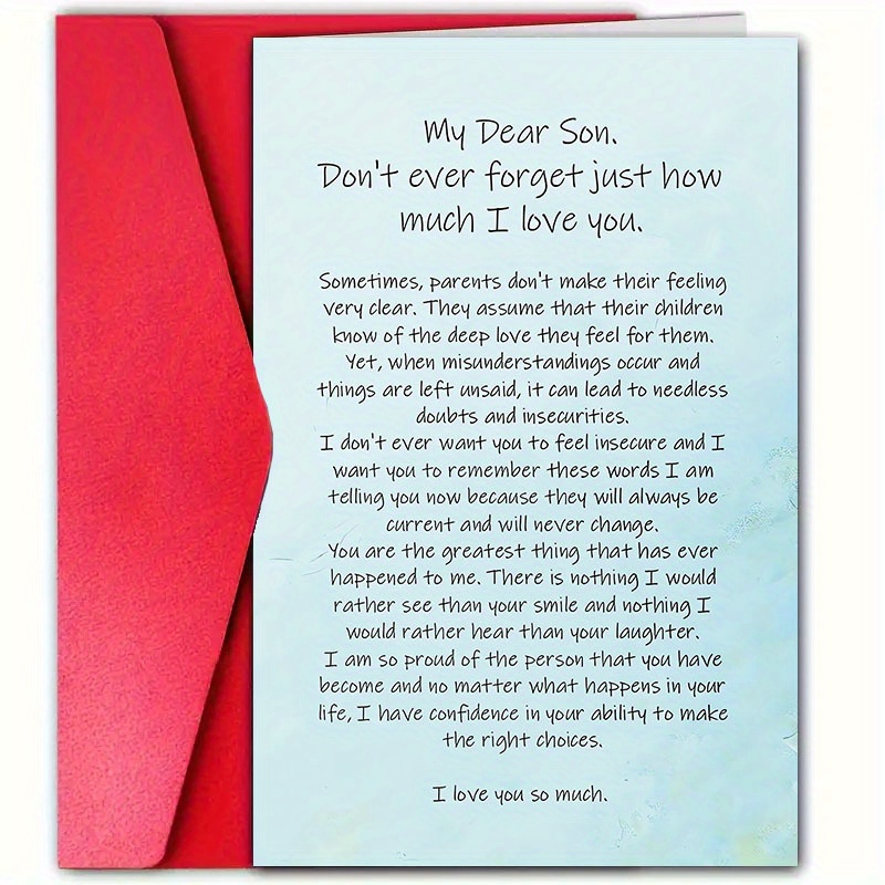 TEMU 6pcs Parent- - Cards With Envelopes, Elegant Heart For Son/, From Parents, Special Occasion Card Gift (6 Cards/packets) 6pcs Suitable For
