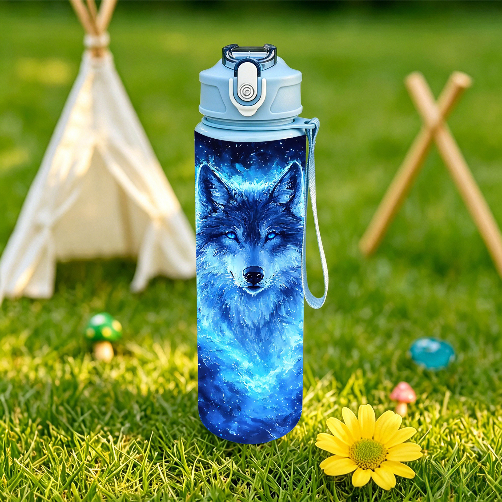 TEMU Bouteille d' en plastique à couleurs, 1 pièce, motif ciel étoilé, 750 ml/26 oz, impression mignonne, étanche avec couvercle escamotable, légère,