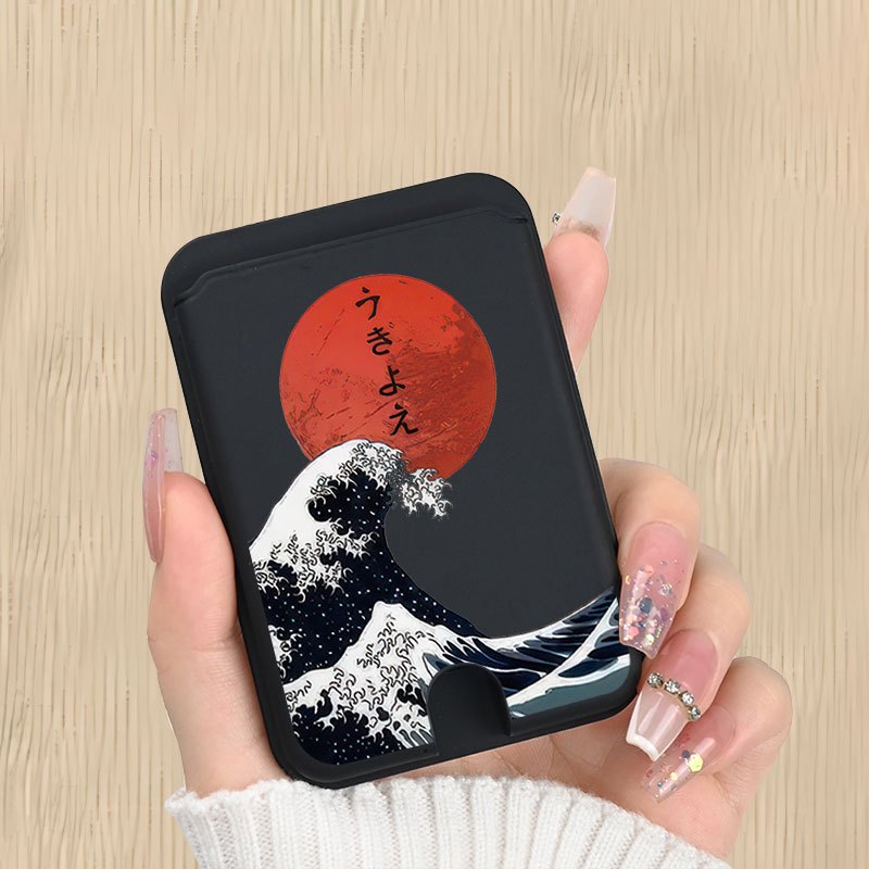 TEMU Supporto per carte magnetico posteriore per cellulare con motivo ondulato , potente, in materiale pz, a tutti i cellulari/gusci magnetici. Pu簷