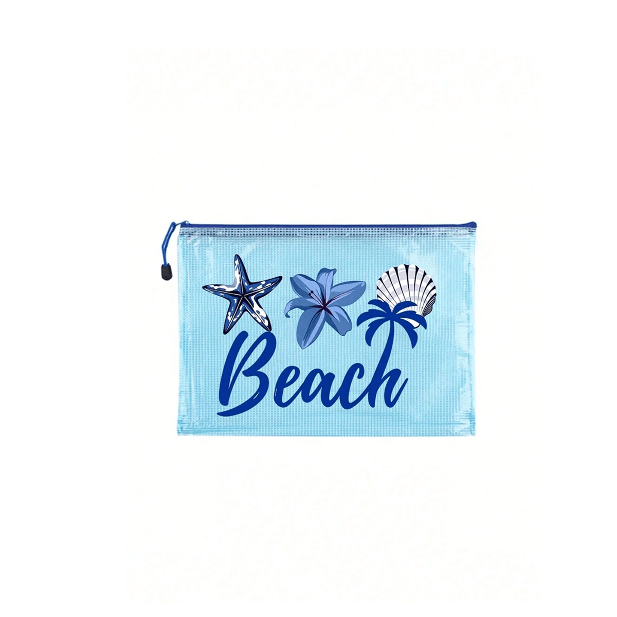 TEMU Beauty Case da Spiaggia in Capacit� con Stampa Color 'Beach', Palme, Marine, Fiori. Borsa da Toeletta Portatile in Rete, Clutch Multifunzionale,