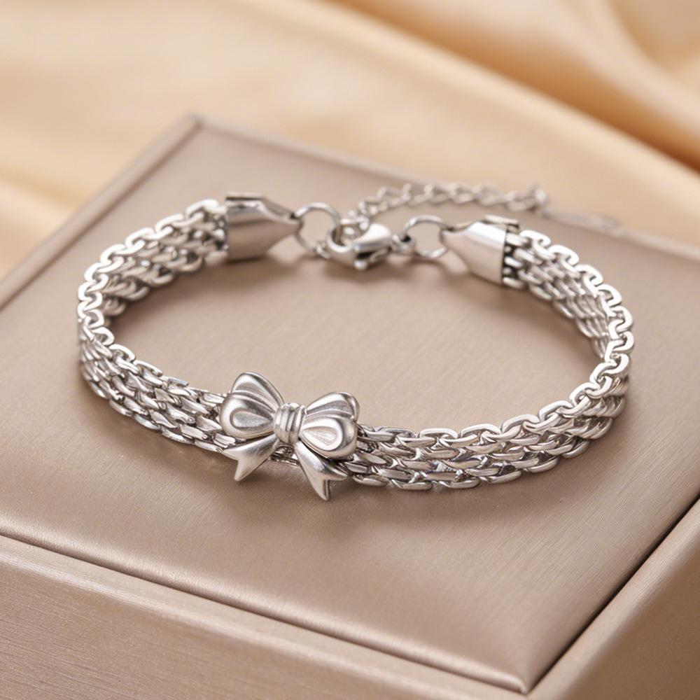 TEMU Pendente de com Corrente Trançada Prateada, Pulseira Ajustável em Aço Inoxidável para Mulher, Ideal para a Dia, , Festas e Presentes
