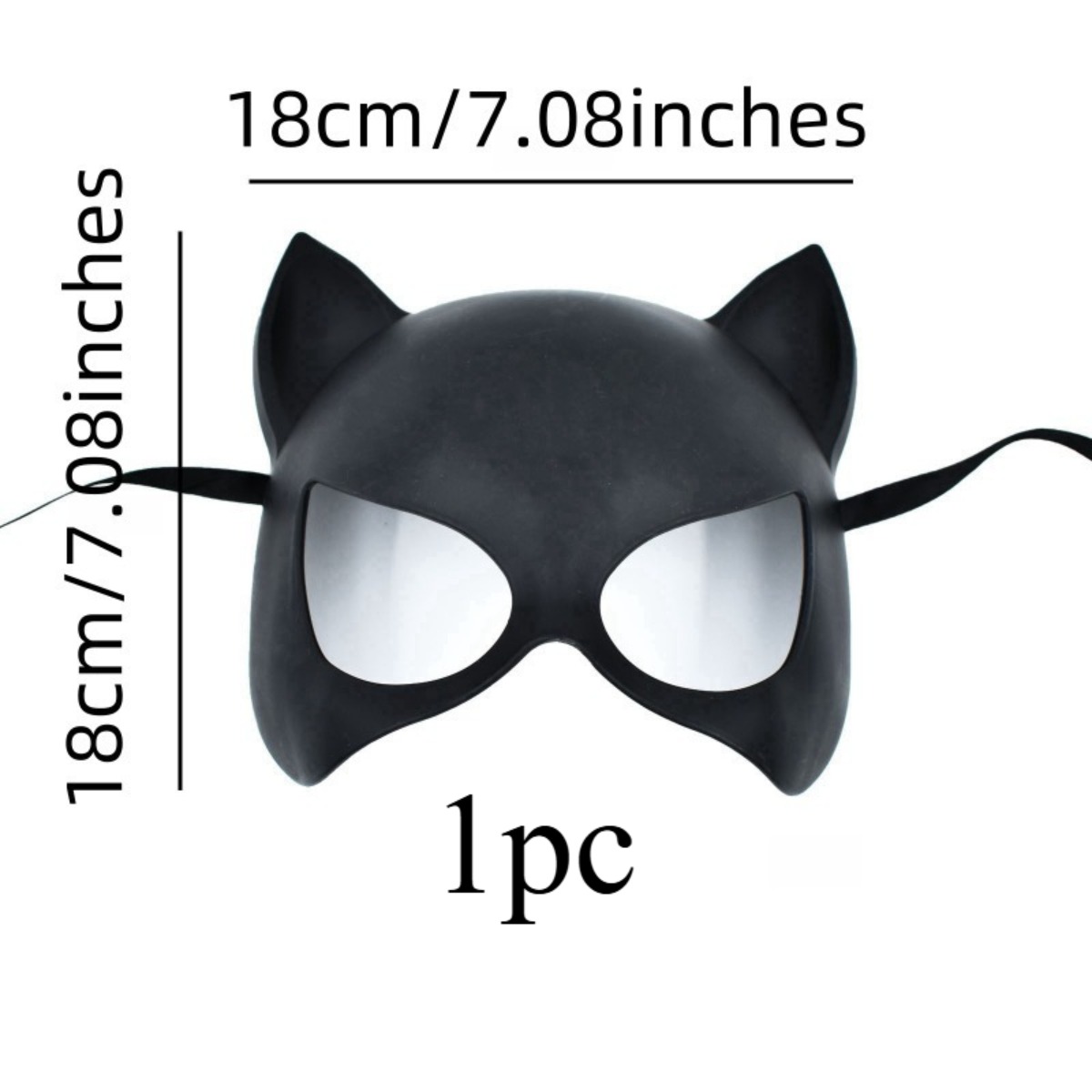 TEMU Cute Black Half-face Cat Mask With Ears & Adjustable Straps - Lightweight Comfortable Costume Mask For Halloween, Cosplay, Themed Parties,