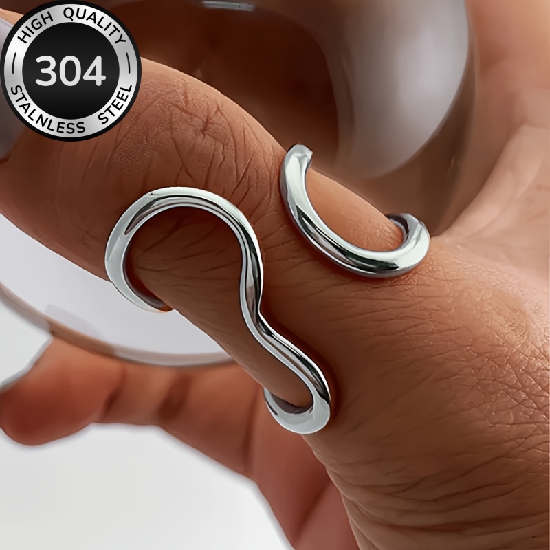 Elegant Irregular Lines Open Adjustable Rings for Daily Wear