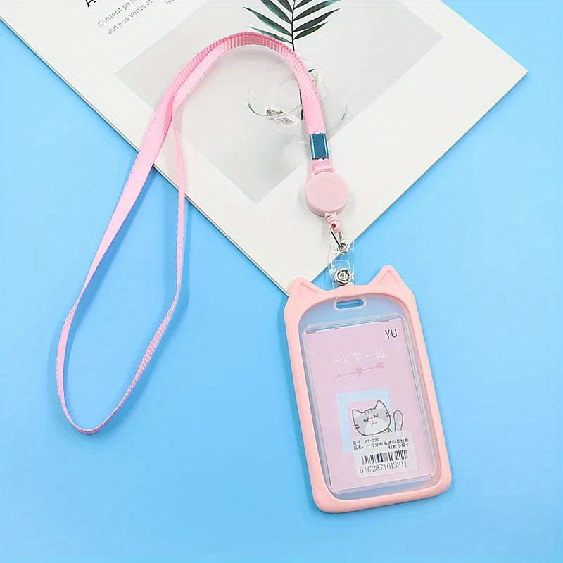 TEMU Portatarjetas 2D de para , Portatarjetas Retráctil para Autobús, Lanyard, Tarjeta de Comedor, Tarjeta de Control de Acceso, Portatarjetas de