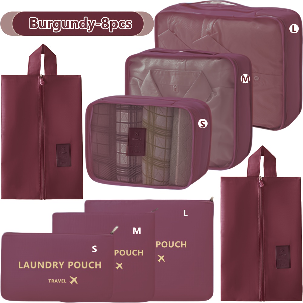 TEMU Set da 8 pezzi di borse da viaggio per riporre - Borsa da baule in rete spessa con scomparto a cerniera, borsa extra-large, portaoggetti