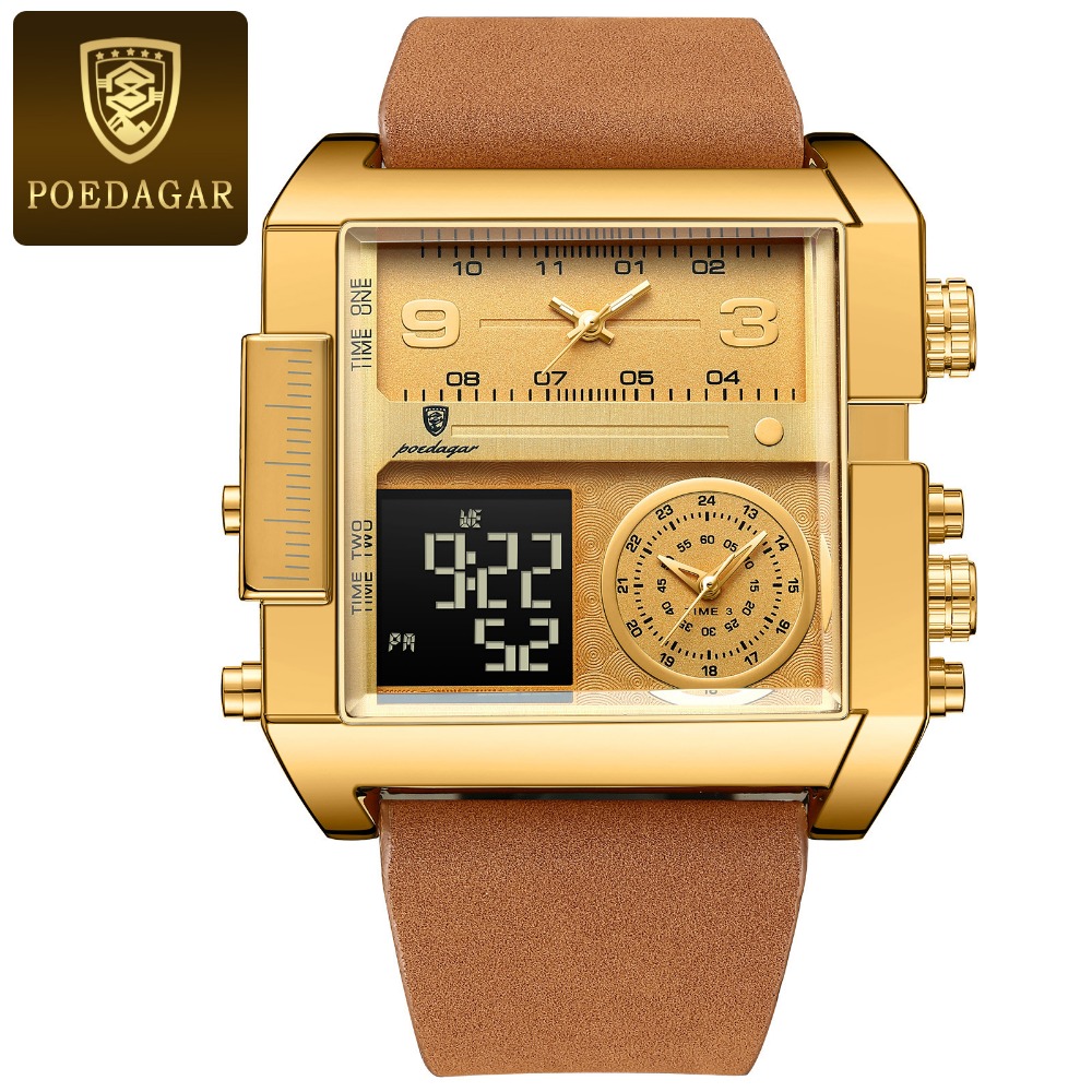 TEMU Multifunctional Men's Sports Watch, Large Square Dial, Luminous Display, Chronograph And Alarm Functions. Perfect For College Students In