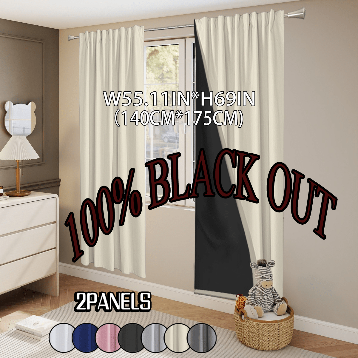 TEMU 2pcs Set, 100% Blackout, Noise-reducing, And Thermal-insulating Curtains, Vintage Laminated Finish Design, Made Of Polyester, Modern Minimalist