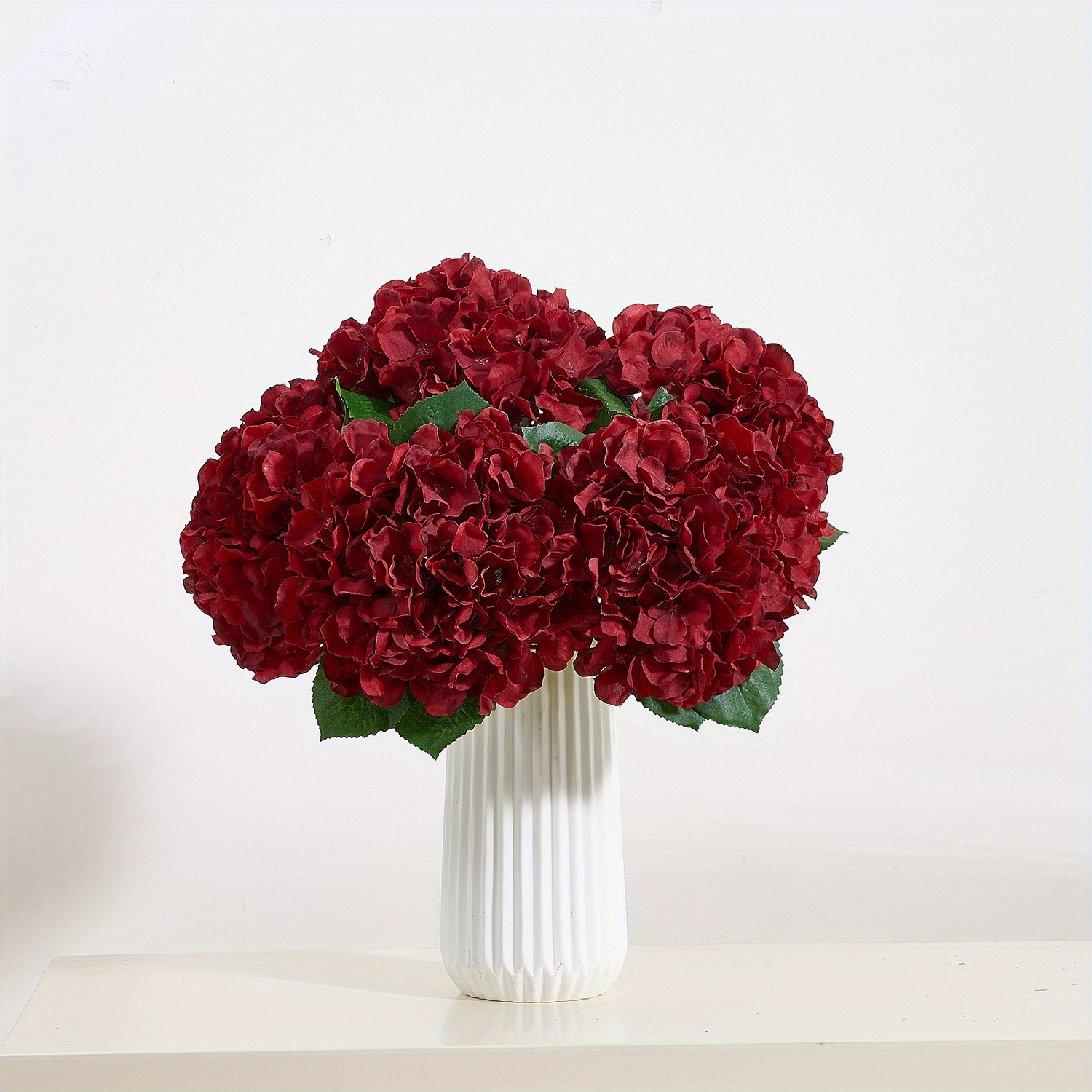6pcs Hydrangea Artificial Flowers, Realistic Fake Flowers, Wedding Home Party Decor Shower Table Centerpiece Decoration Full Artificial (burgundy)
