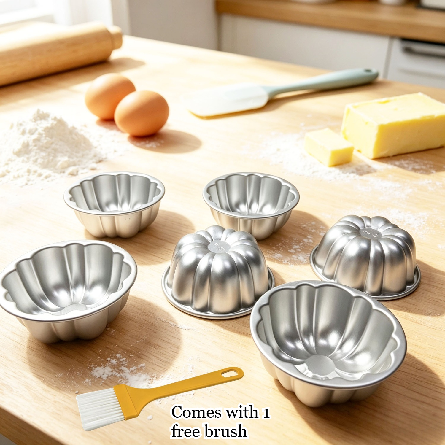 TEMU 6pcs Aluminum Pumpkin Fluted Cake Pans, Flower-shaped Baking Molds, Reusable Oven-safe Bakeware For Halloween And Thanksgiving Parties, For