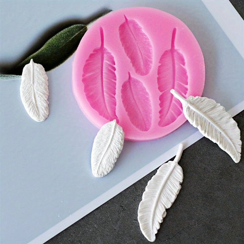 Image of 1pc Silicone Leaf Feather 3d Reverse Mold, Decorating Mold For, Polymer Clay, Diy Crafts, Decoration Tool