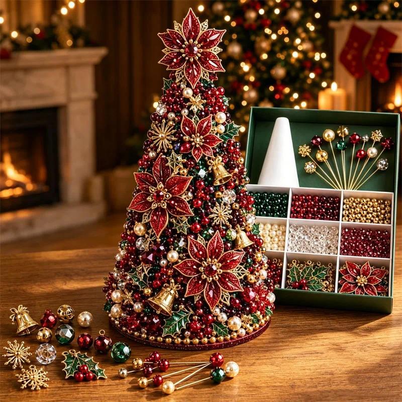DIY Beaded Christmas Tree Craft Set for Festive Home Decoration