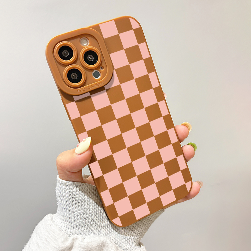 TEMU Phone Case: 2025 New & Black Plaid Pattern Phone Case For Iphone 16 15 14 13 12 Pro Max Xs Xr 7 8 Se2 Se3 Tr1