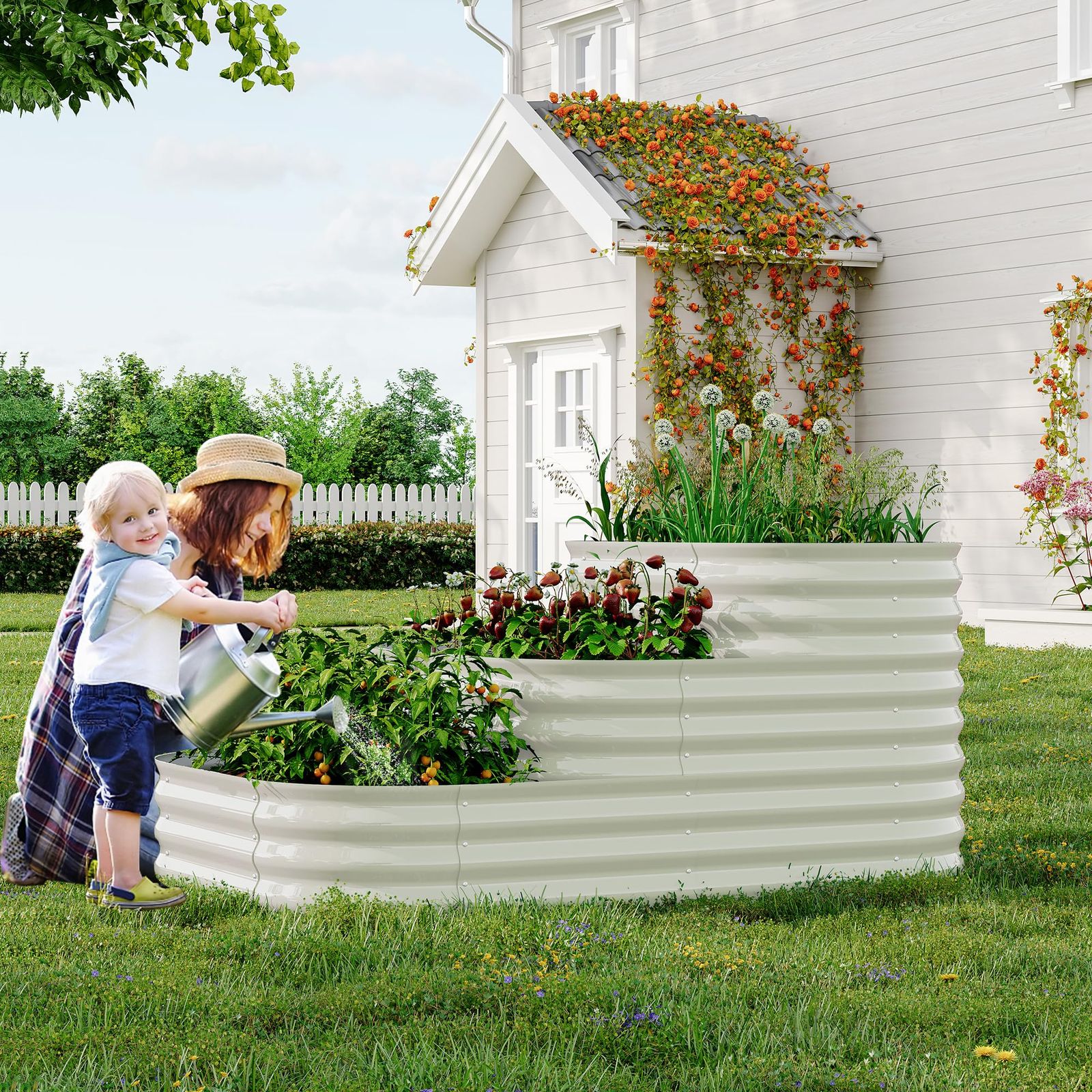 Image of Heavy-duty 0.6mm Thick Steel 3-tier Planting Bed Frame With Secure Nut Assembly - Raised Bed Suitable For Vegetables, Herbs, Flowers, Lawn Care, Durable Metal For & Commercial Gardening