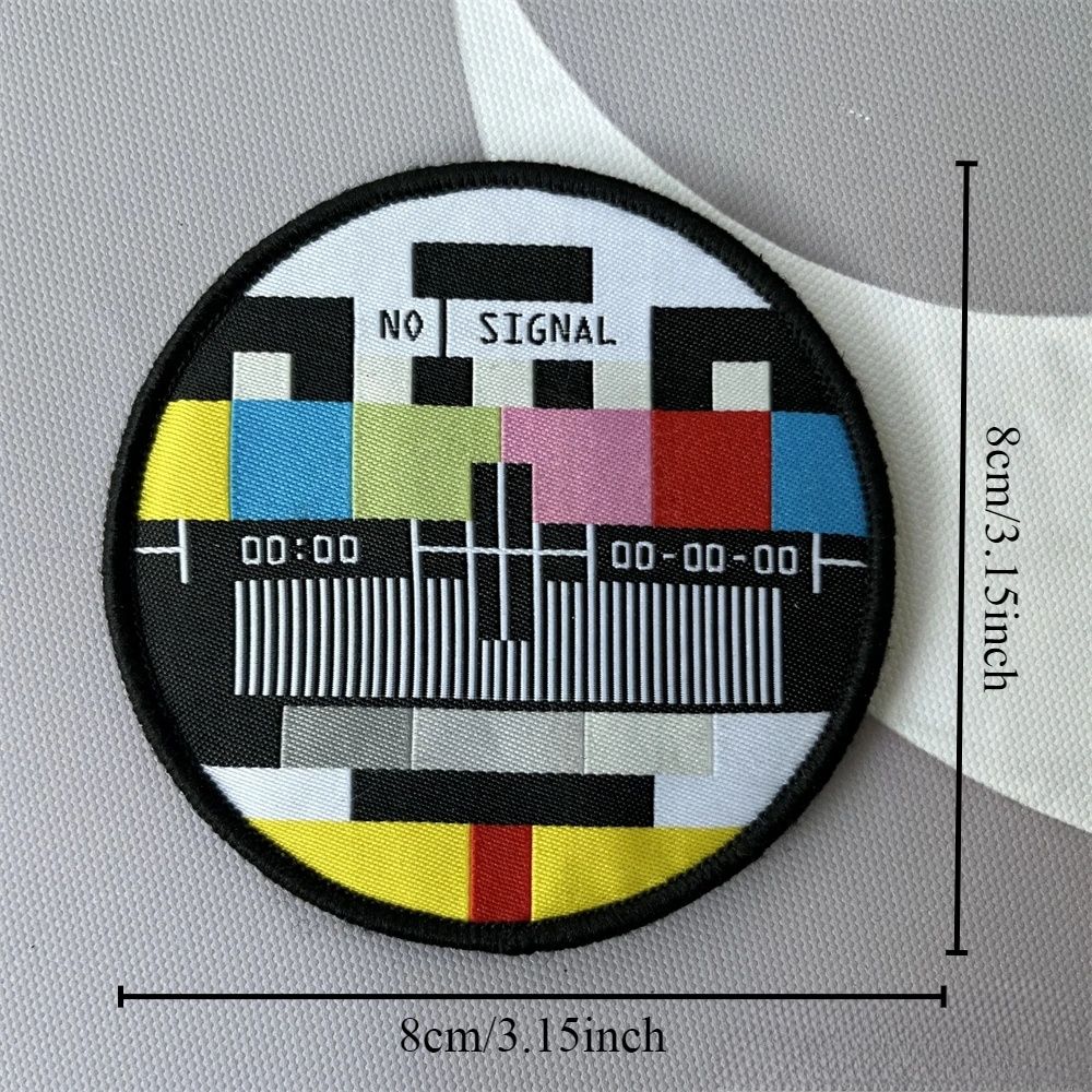 Tv Channels Weaving Label Patches Emblem Backpack Hook And Loop Sticker