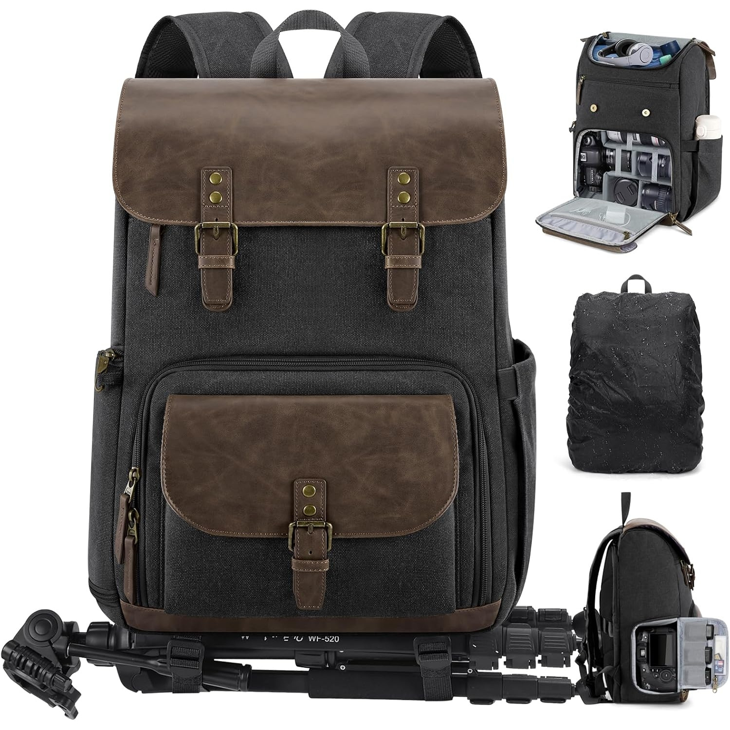 Image of Rainsmore Camera Bag Professional For Dslr/slr Mirrorless 15.6 Inch Laptop Photography Backpack With Side Access Tripod Holder Large Anti-theft Camera Backpacks For Photographers