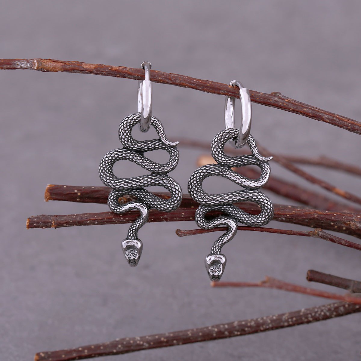 TEMU Stainless Steel Snake Earrings For Men And Women, Hip Hop, Punk Fashion, Animal Jewelry, Viking Charm, Without Battery