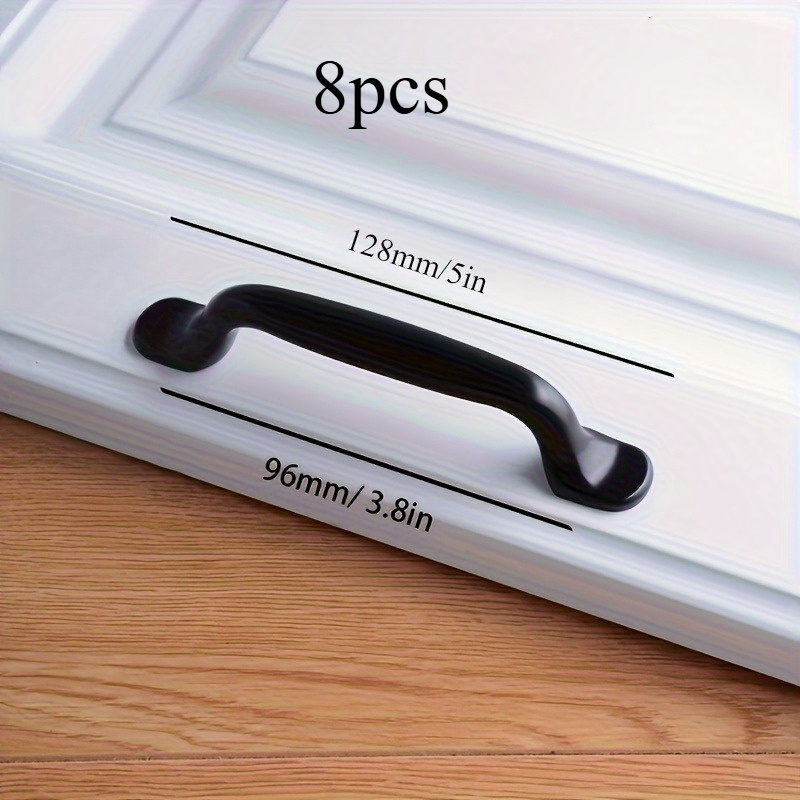 TEMU 8pcs Black Metal Cabinet Handles - Knobs, Suitable For Kitchen, Drawers, Cabinets, Handles, And Furniture