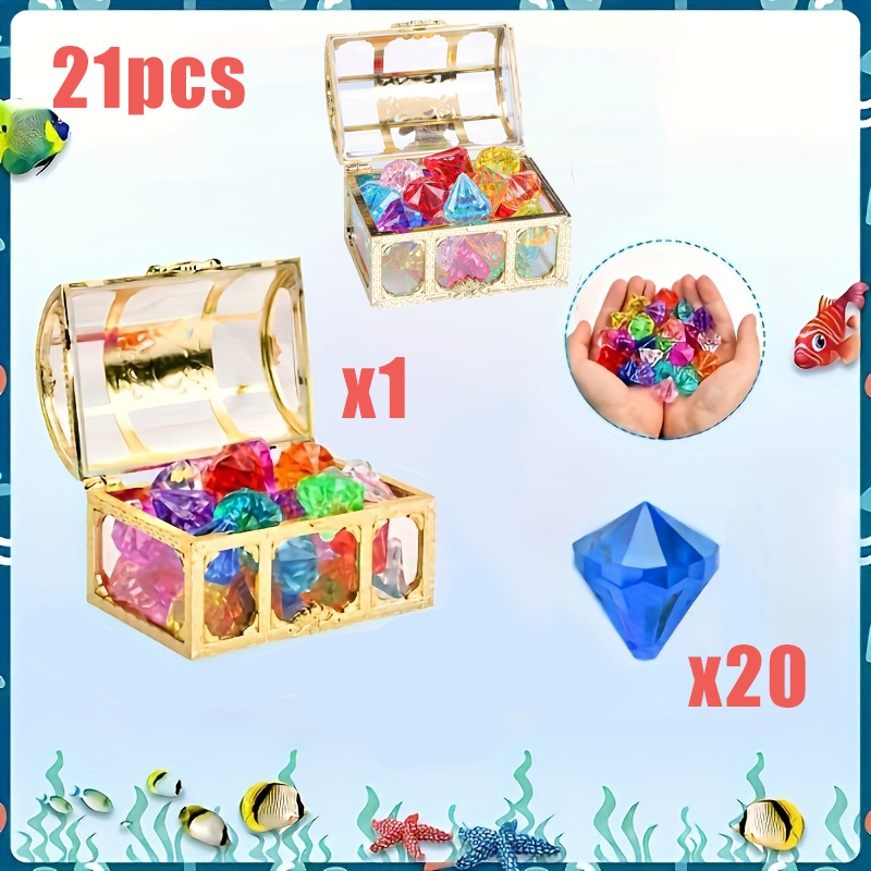 21pcs Acrylic Set - 1pc Treasure Box And 20pcs Diamonds With Holes, Great For Adult And Decoration, Gifts, Halloween Christmas Thanksgiving