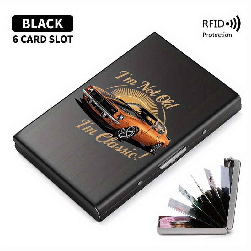 TEMU Sports - Ultra-thin Rfid Blocking Metal Credit Card Holder, Durable Compact Unisex Wallet For Secure Storage Of Cards And Stylish Accessories In