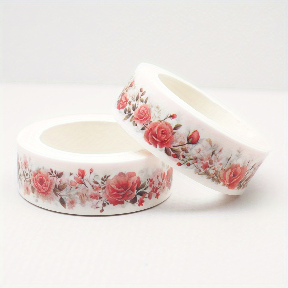1pc 15mm*10m Floral High Quality Decorative Adhesive, Flower Decoration Stickers, Suitable For Scrapbooking, Card Making, Diary Hand Account