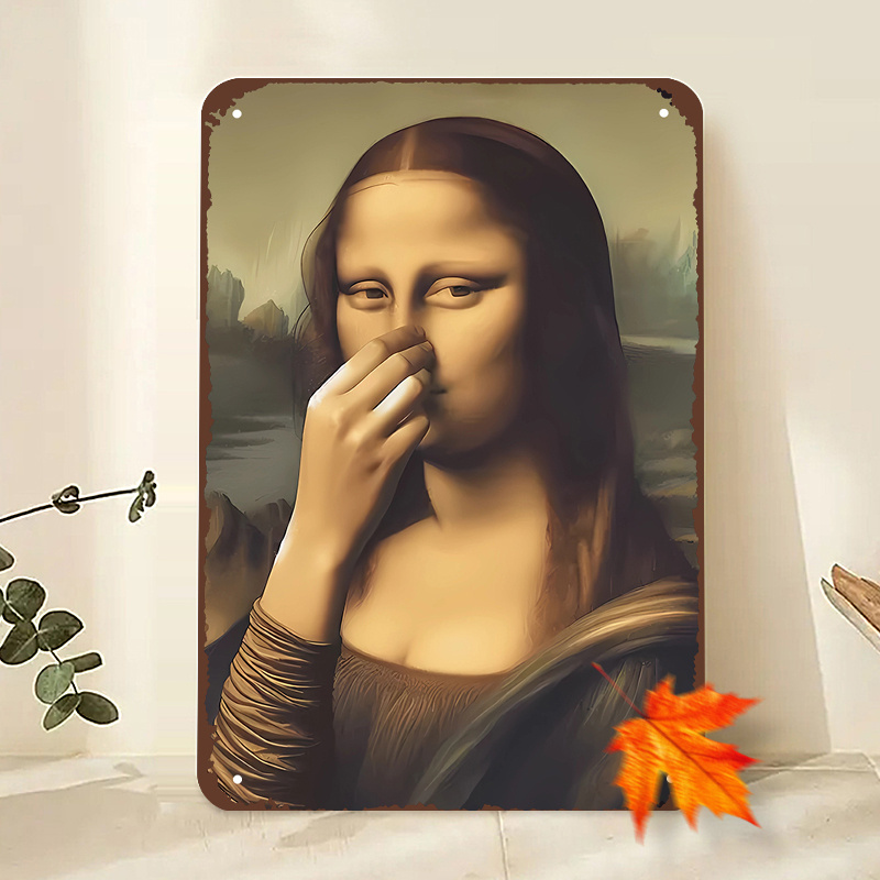 TEMU 2d Flat, Funny Parody Metal Wall Art - 8x12 Inch Retro Humorous Decor With Autumn Leaf Accent, Easy To Hang Bathroom Bedroom Living Room Decor,