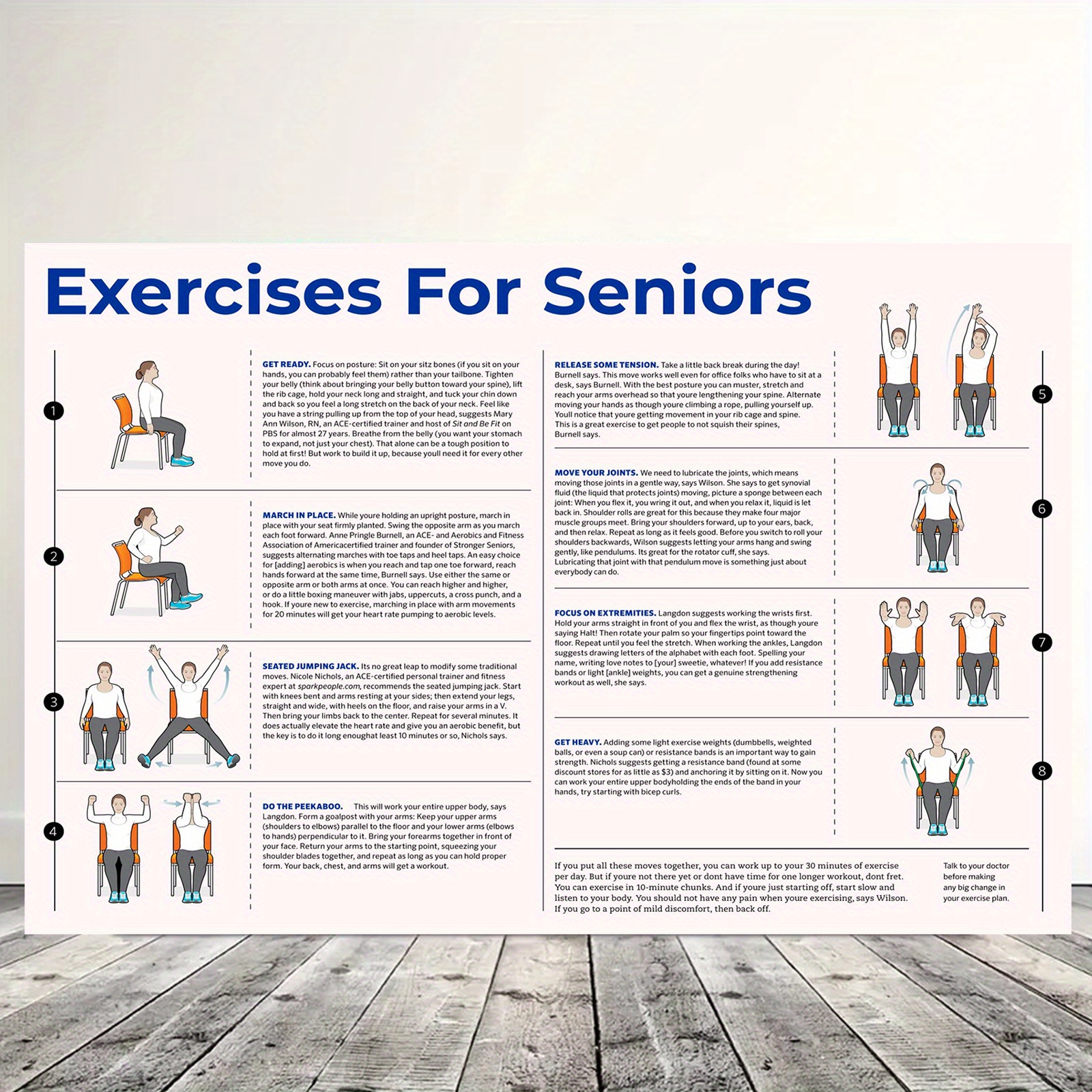 frameless 3pcs chair yoga for seniors poster, 25 day challenge