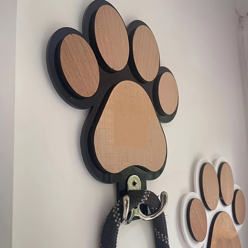 Image of Stylish Wooden Paw Print Wall Hook - Polished, Handmade Towel And Clothes Hanger, Suitable For Bedroom And Bathroom Decoration